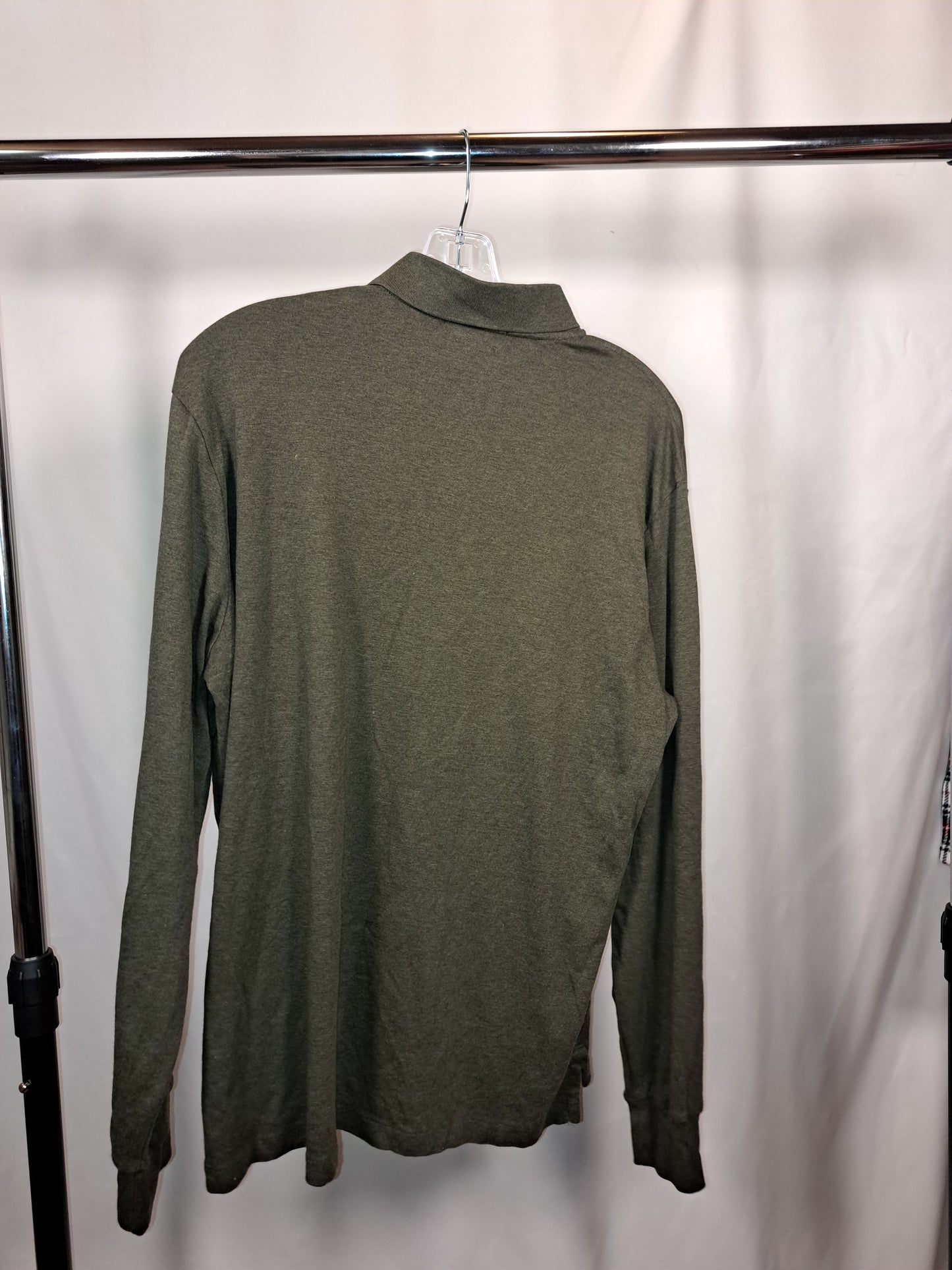 Vintage Polo Ralph Lauren Longsleeve – Olivgrün mit rotem Logo, Größe L | Classic Polo Style