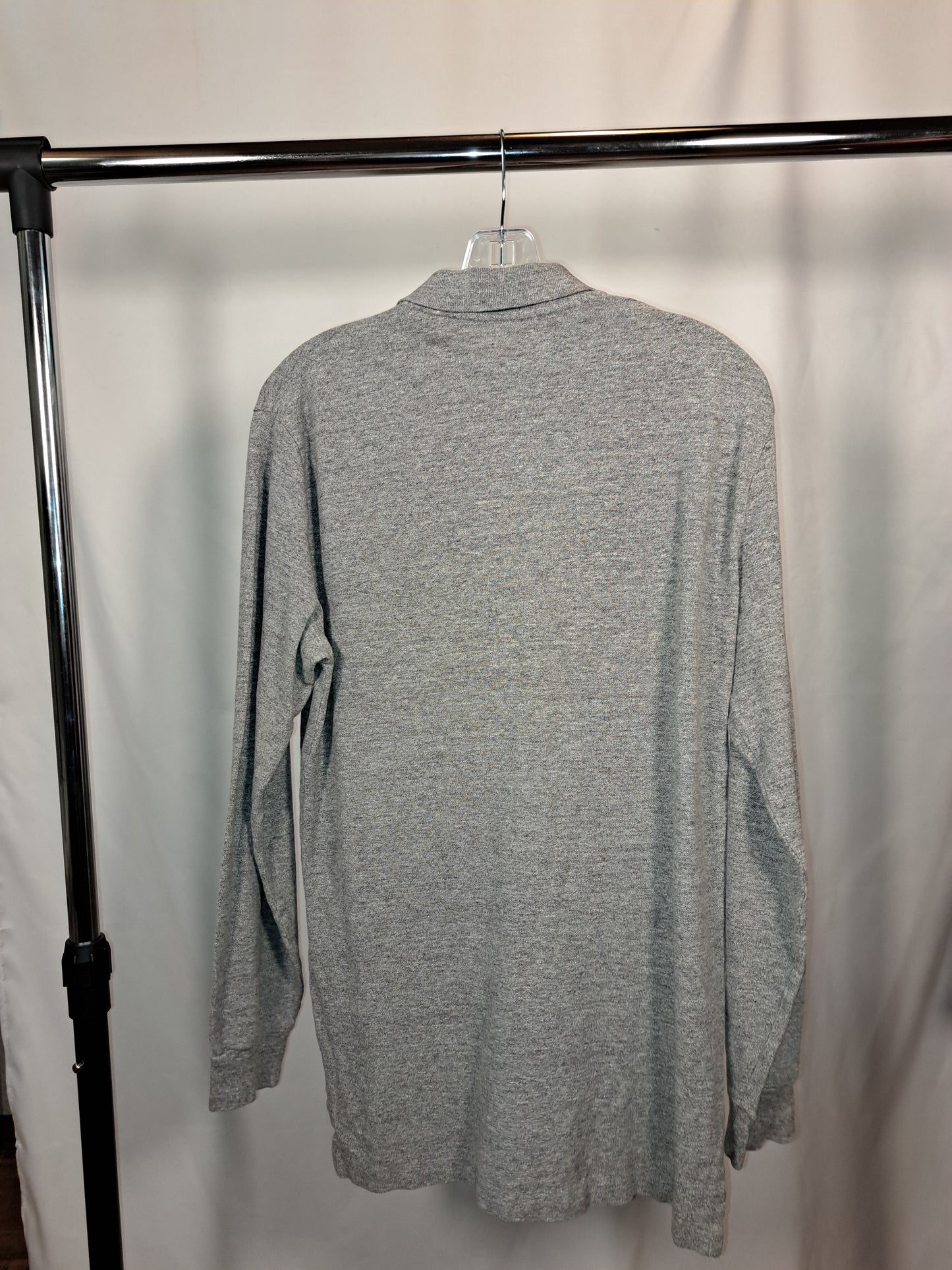 Vintage Polo Ralph Lauren Longsleeve – Hellgrau mit grünem Logo, Größe S | Classic Piqué Shirt