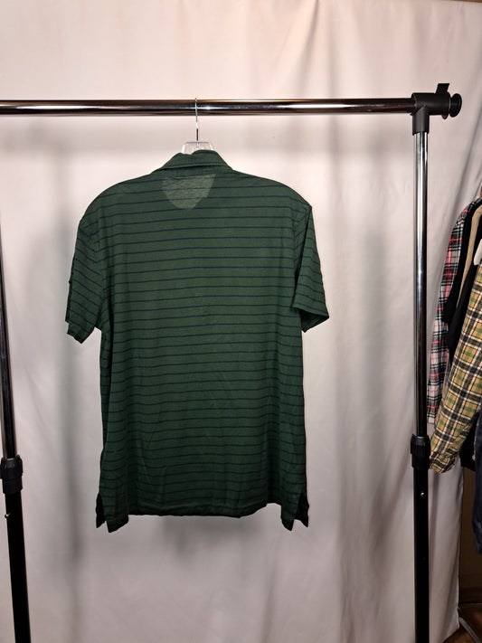 Vintage Polo Ralph Lauren Kurzarm Polo – Dunkelgrün mit Streifen & Brusttasche, Größe M | Classic Polo Shirt