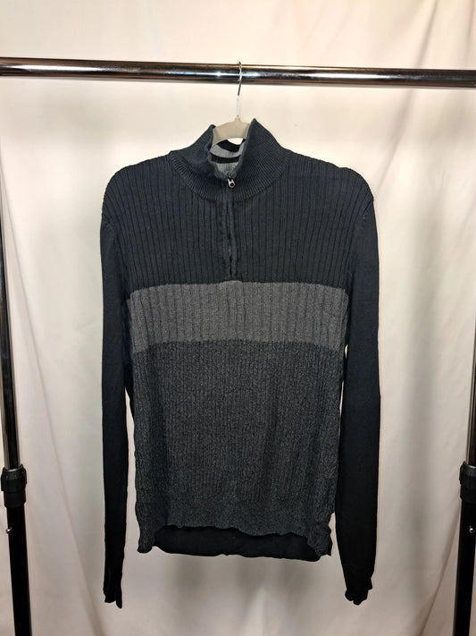 Calvin Klein Vintage Half Zip Pullover Zweifarbig – Größe M | Rib Knit Contrast Calvin Klein