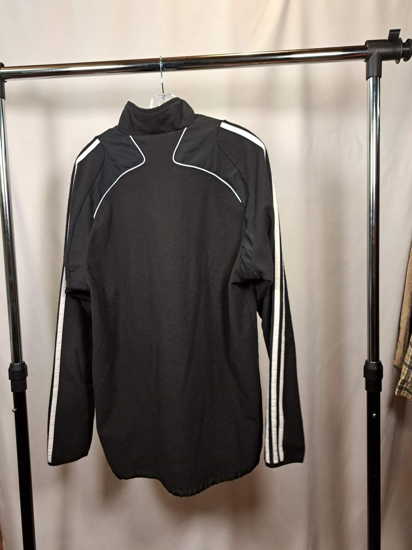 Adidas Zipper Fleece Jacke / Black 3-Stripes / Size 7 (≈ L/XL) – Vintage Y2K Training Jacket