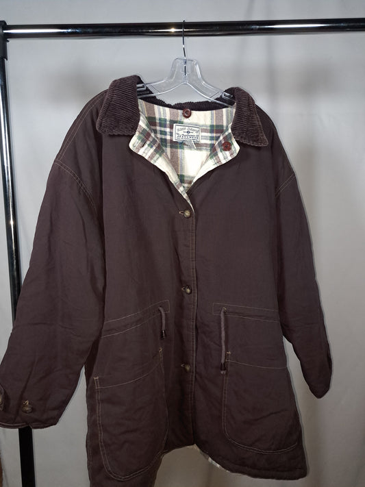 Jay Jays Vintage Workwear Jacket – Brown Cord Collar – XL – 90s Canvas Coat
