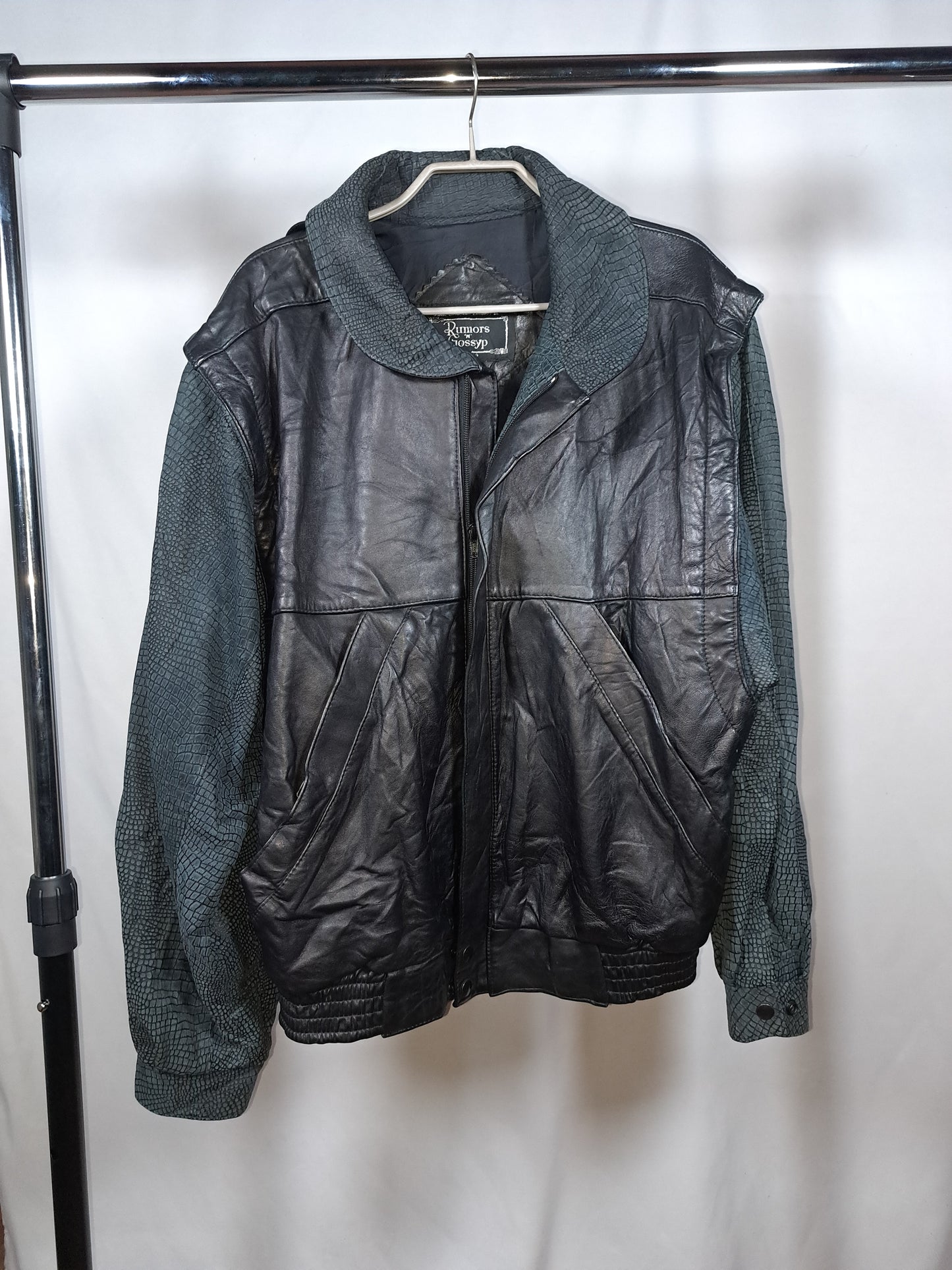 Rumors & Gossyp – Vintage Echtlederjacke mit Reptilärmeln | Rare 80s Hybrid