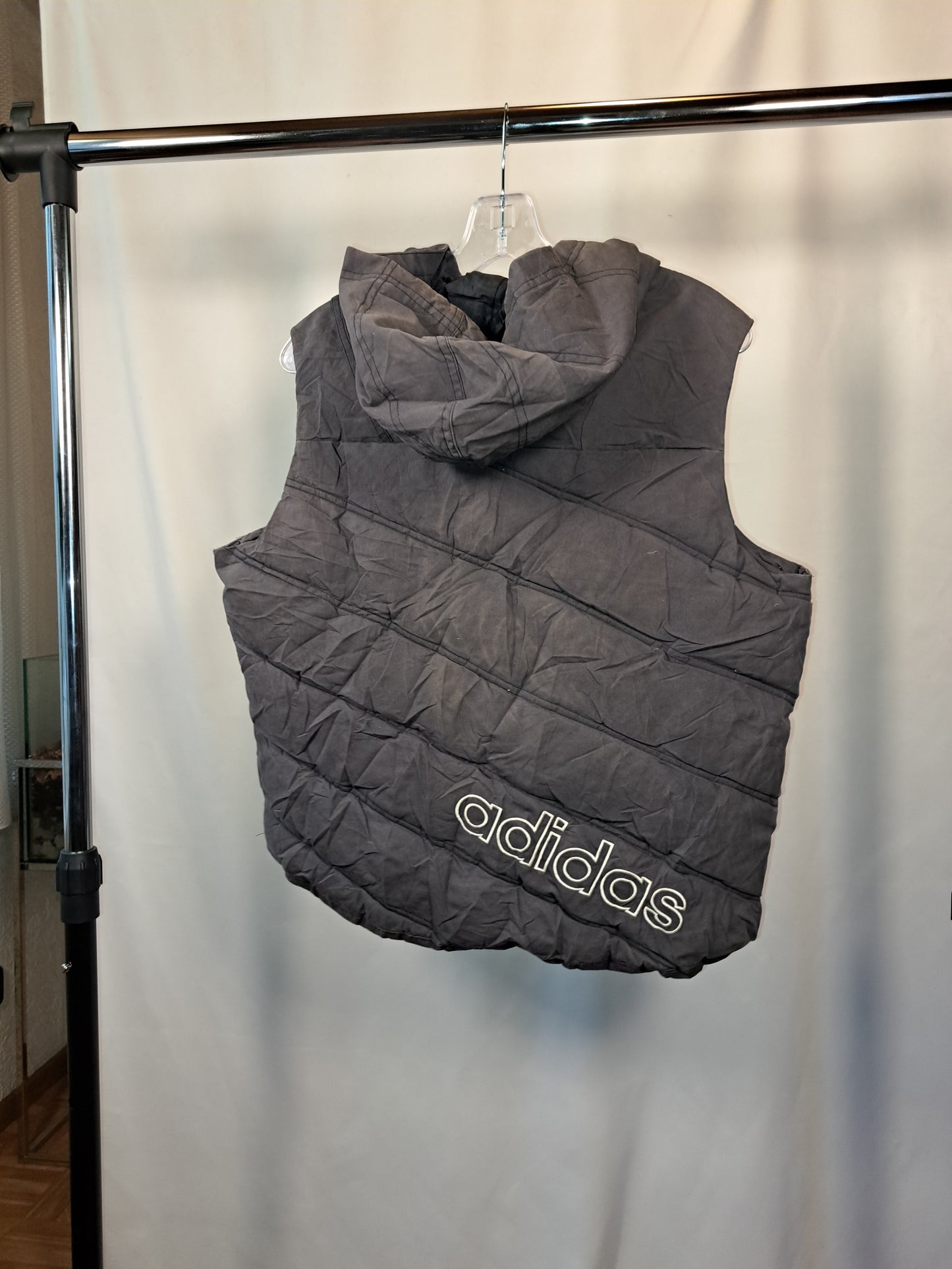 Adidas Vintage Puffer Weste mit Kapuze (Big Logo)