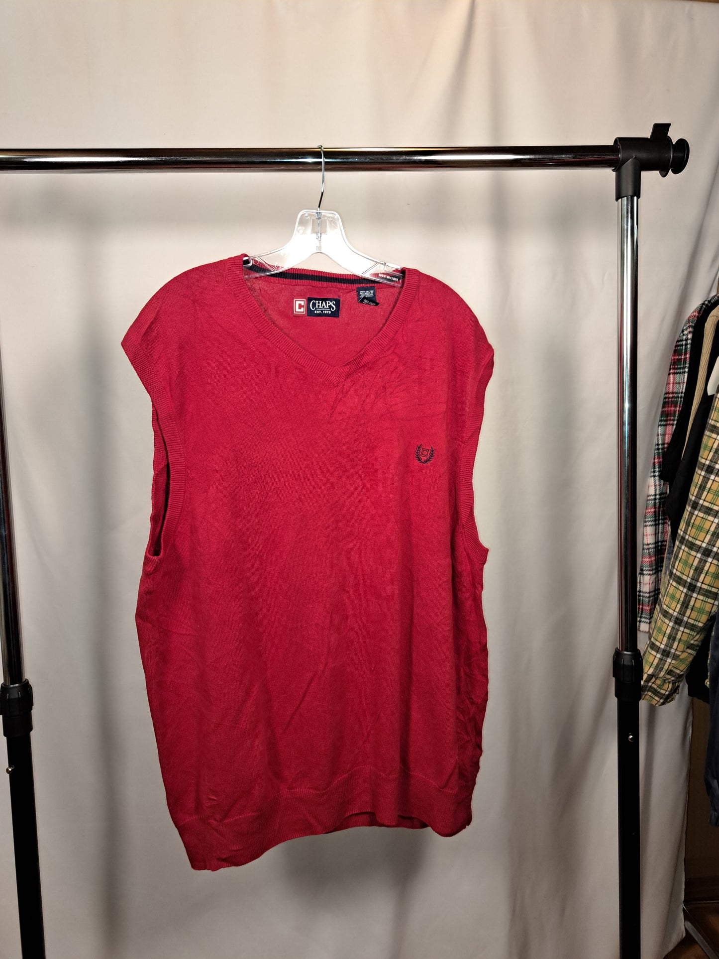 Vintage CHAPS by Ralph Lauren Pullunder – Rot, Größe XL | Classic Preppy Knit Vest