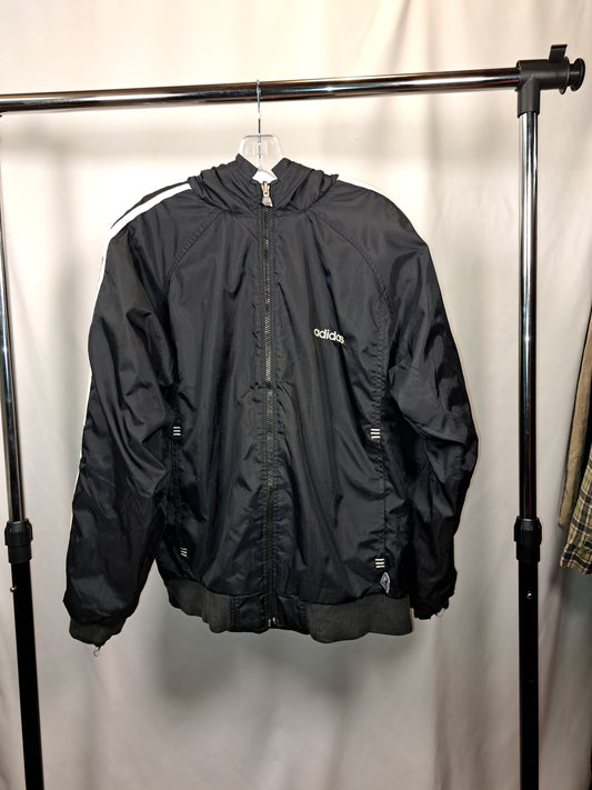 Adidas 3-Stripes Windbreaker / Black / Size M – Vintage Y2K Sport Jacke