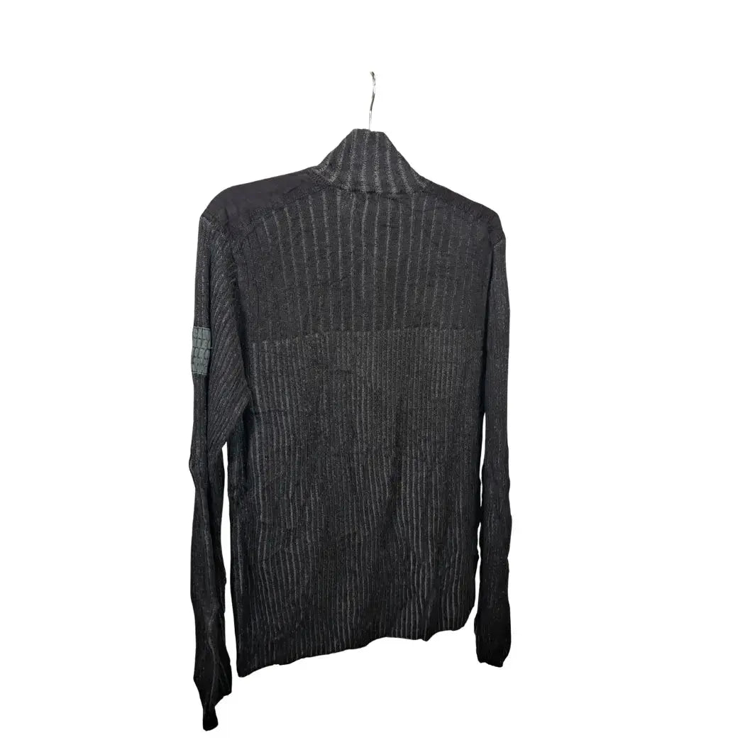 Calvin Klein Vintage Zip-Up Rib Knit Zipper Jacket Grau – Größe M | Utility Pocket Design