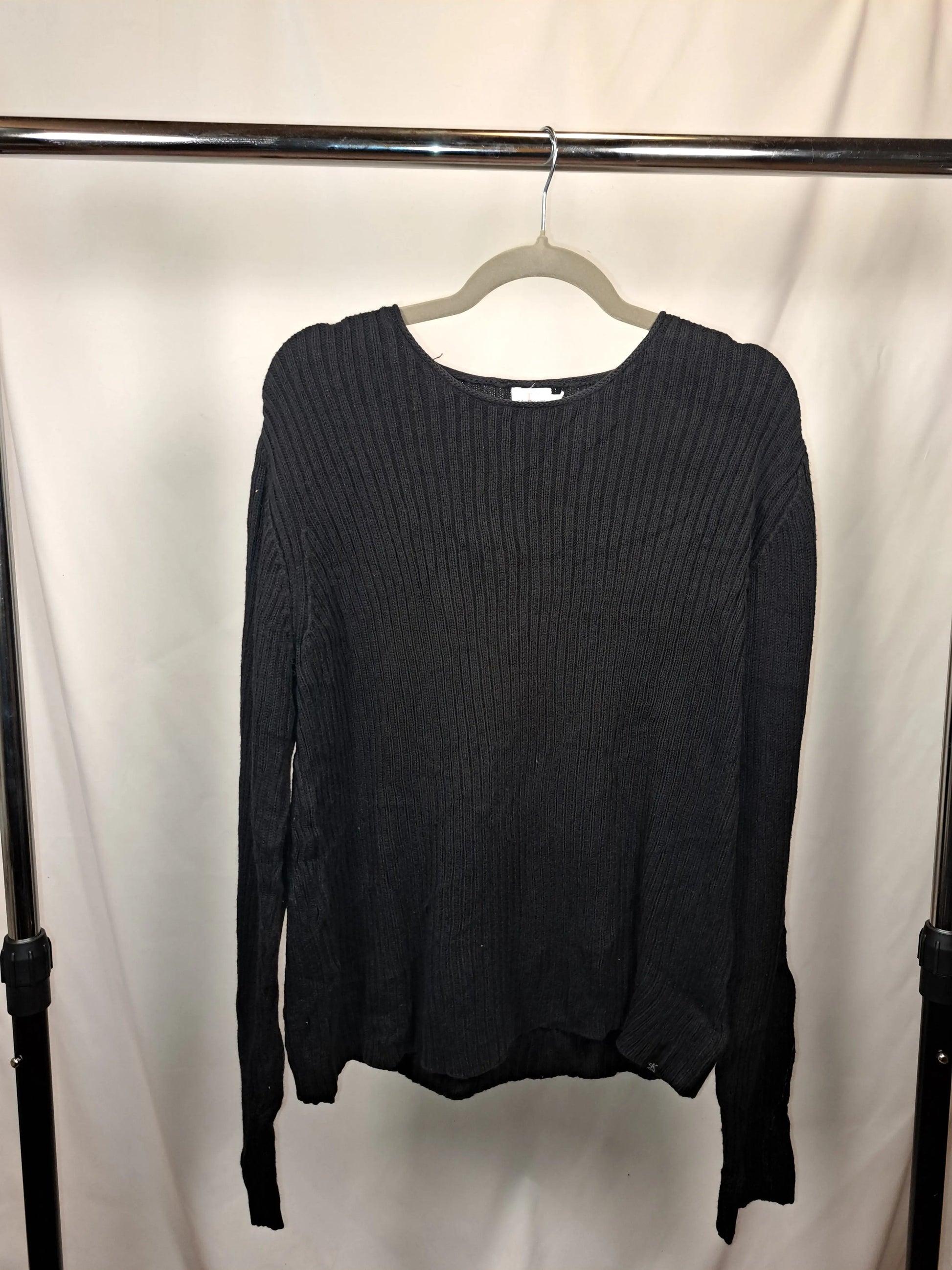 Calvin Klein Vintage Rib Knit Pullover Schwarz – Größe L | Minimalist Classic Calvin Klein