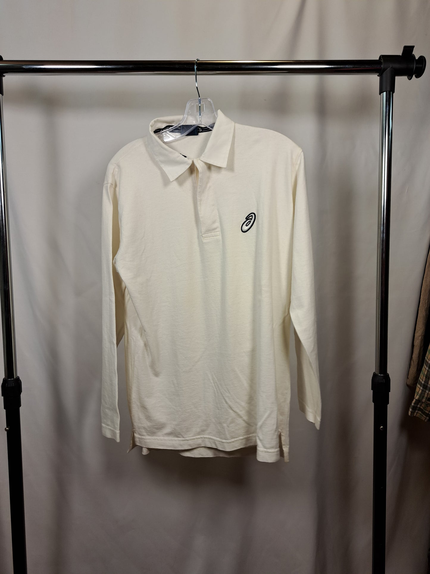 ASICS Longsleeve Polo Shirt Cream / Minimal Logo / Size S