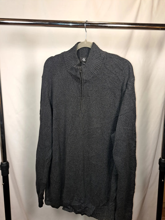 Calvin Klein Vintage Half Zip Pullover Dunkelgrau – Größe XL | Minimalistic Knitwear Calvin Klein