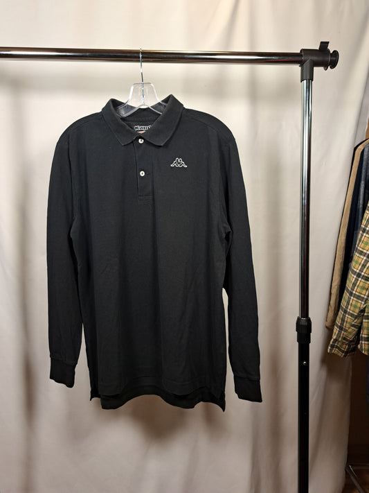 Kappa Longsleeve Polo Black / Minimal Logo Embroidery / Shirt Size M
