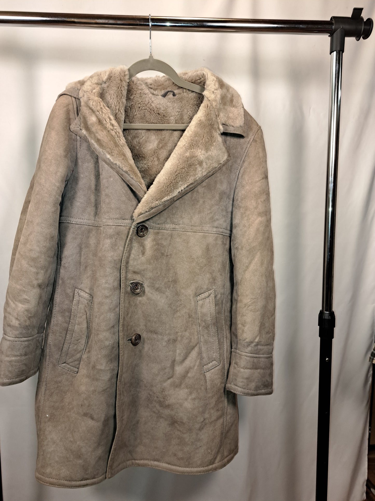 Vintage Shearling Coat / 70s Real Suede Sheepskin Coat / Winter Mantel / Jacke Größe M