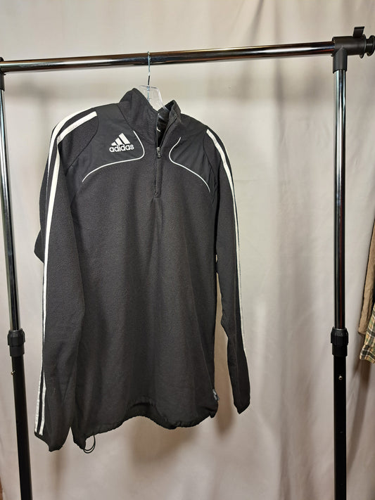 Adidas Zipper Fleece Jacke / Black 3-Stripes / Size 7 (≈ L/XL) – Vintage Y2K Training Jacket