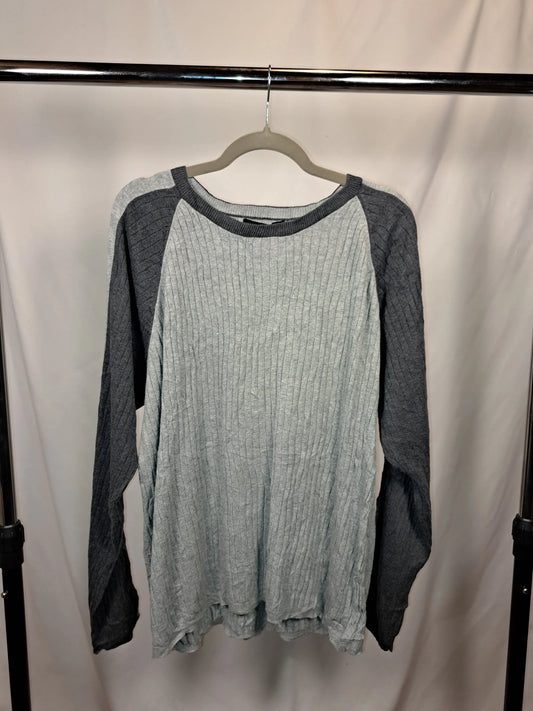Calvin Klein Vintage Two-Tone Rib Knit Pullover Grau – Größe XL | Raglan Style Calvin Klein