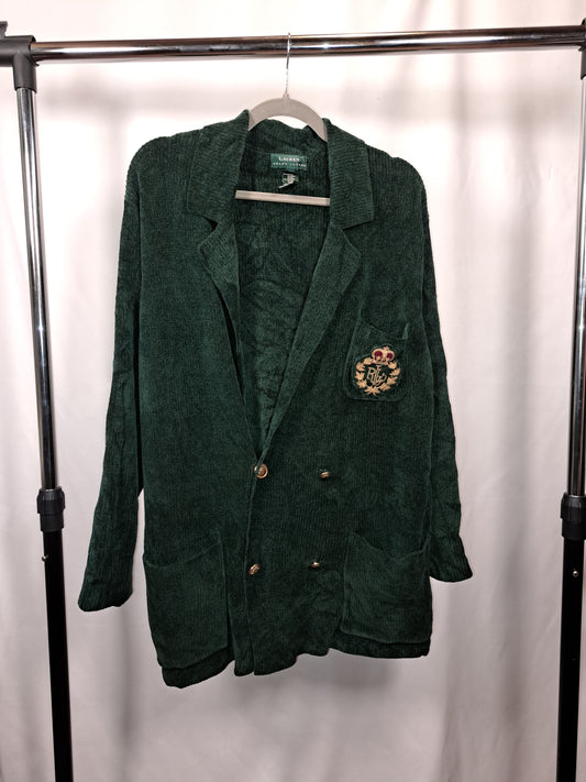 Ralph Lauren Lauren – Vintage Cord Blazer / Forest Green Crest Jacke / Größe M
