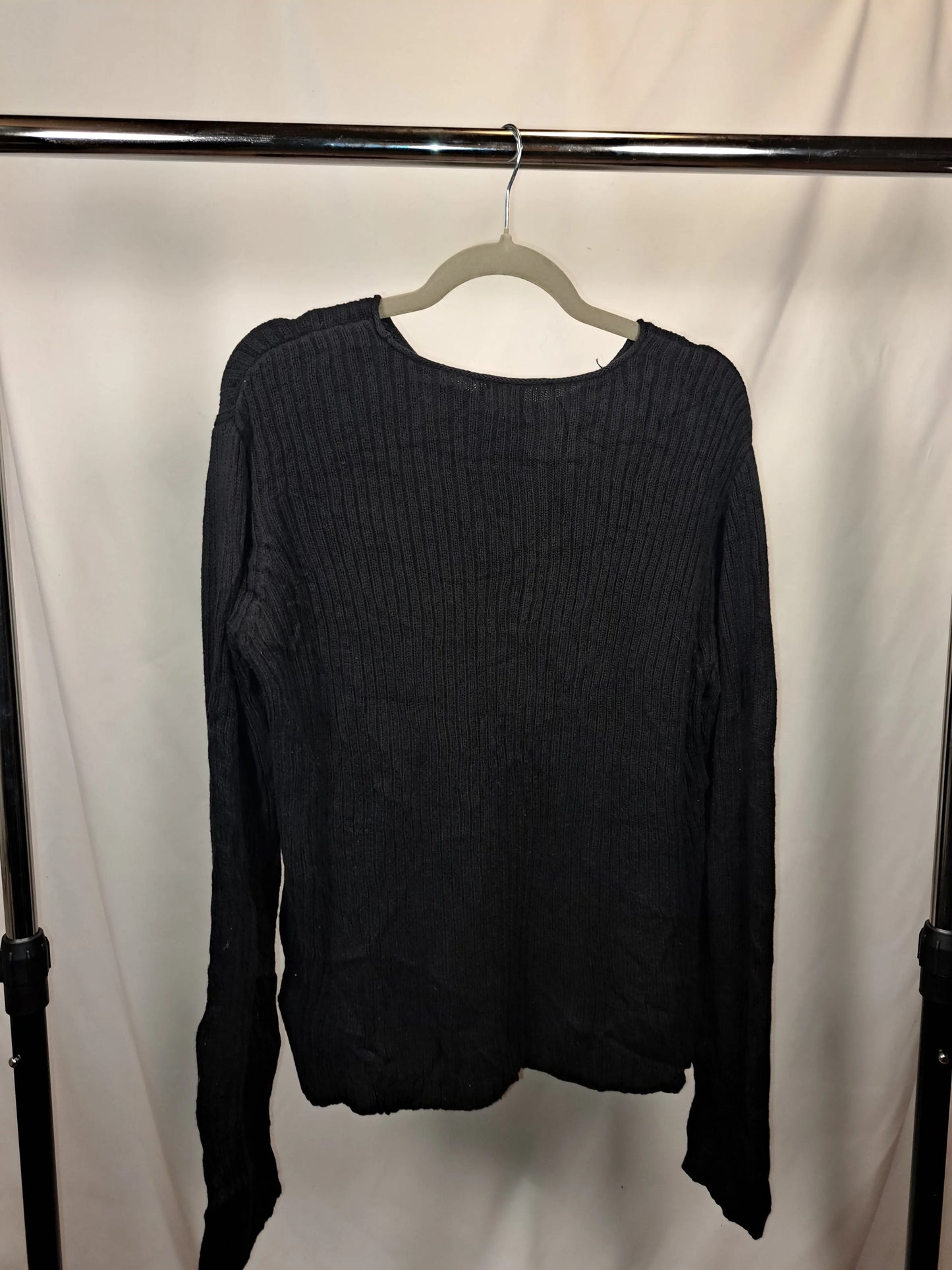 Calvin Klein Vintage Rib Knit Pullover Schwarz – Größe L | Minimalist Classic Calvin Klein