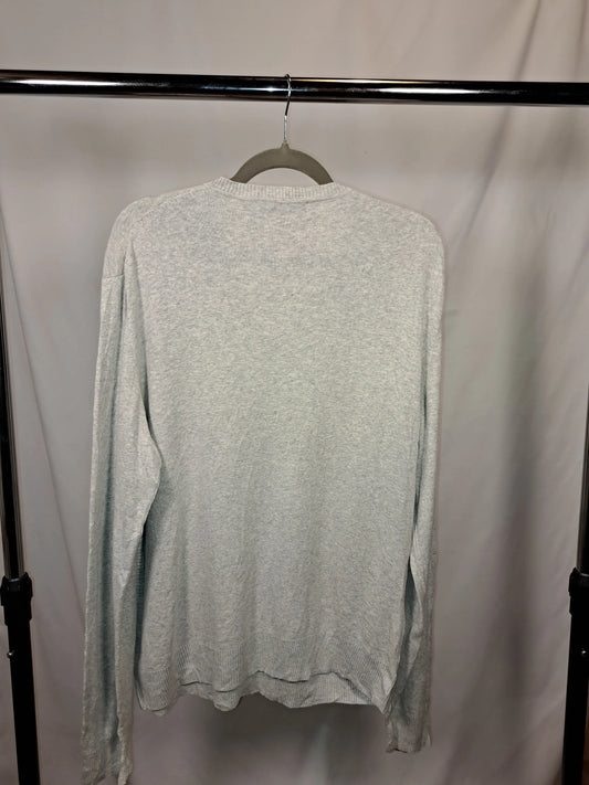 Calvin Klein Vintage V-Neck Pullover Hellgrau – Größe XL | Minimalist Rib Knit Calvin Klein